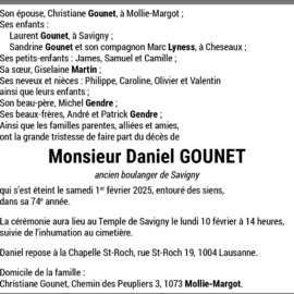 Avis de décès – Daniel Gounet