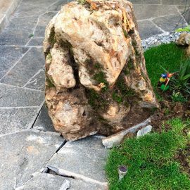 Le bloc a atterri là où notre chien fait sa sieste